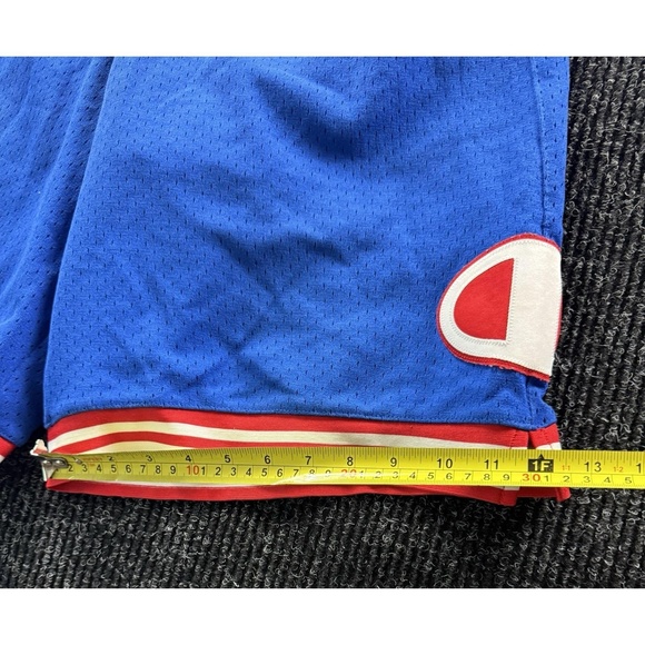 Champion Large Red Blue Mesh Shorts Retro USA Style Striped Trim Basketball - Picture 5 of 7